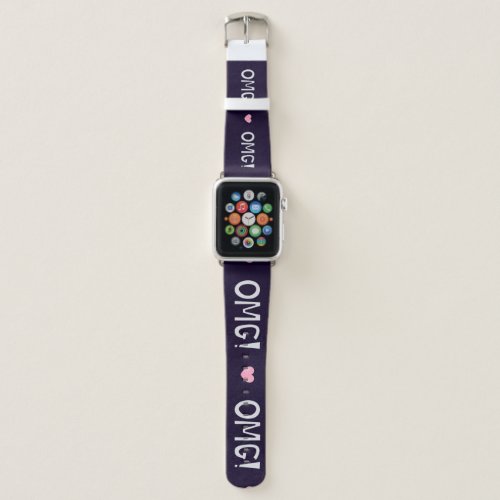 Hearts OMG text cute pattern Apple Watch Band