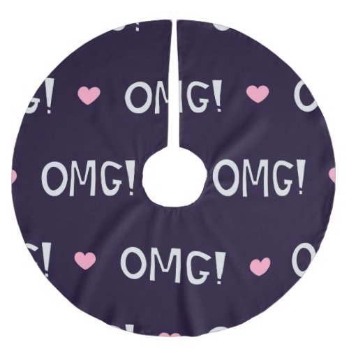 Hearts OMG text cute pattern Brushed Polyester Tree Skirt
