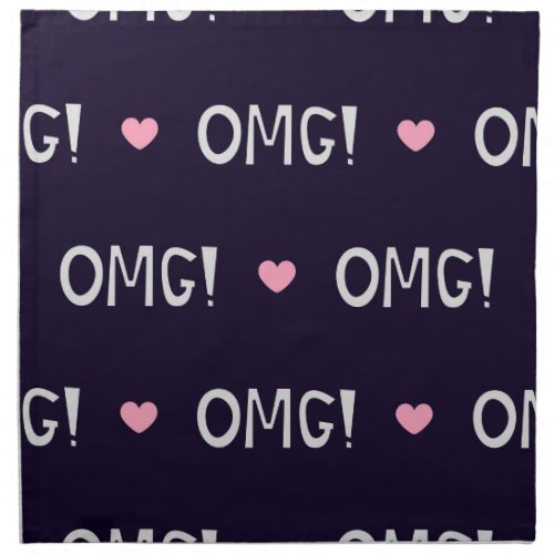 Hearts OMG text cute pattern Cloth Napkin