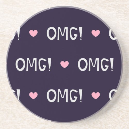 Hearts OMG text cute pattern Coaster