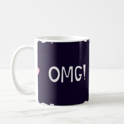 Hearts OMG text cute pattern Coffee Mug
