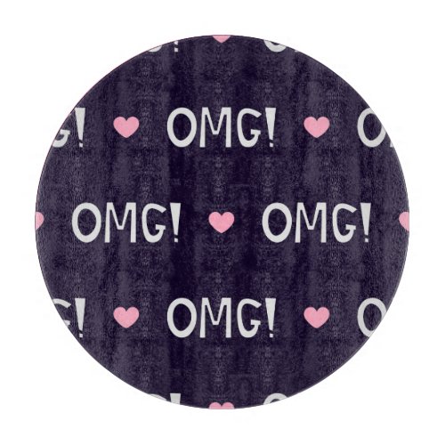 Hearts OMG text cute pattern Cutting Board