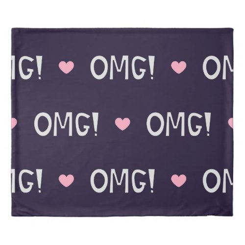 Hearts OMG text cute pattern Duvet Cover