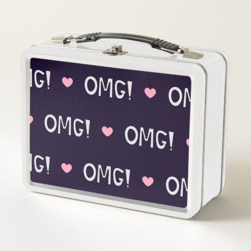 Hearts OMG text cute pattern Metal Lunch Box