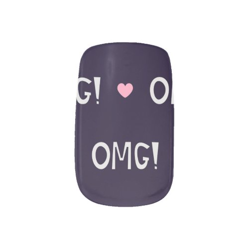 Hearts OMG text cute pattern Minx Nail Art