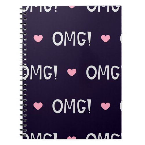 Hearts OMG text cute pattern Notebook