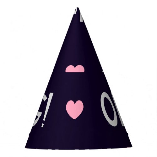 Hearts OMG text cute pattern Party Hat