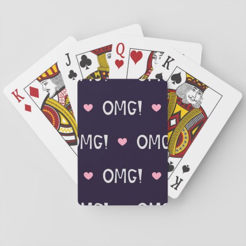 Hearts OMG text cute pattern Playing Cards