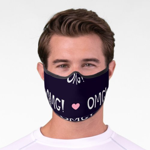 Hearts OMG text cute pattern Premium Face Mask