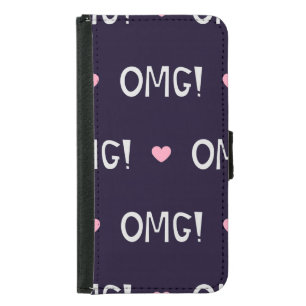 Hearts, OMG text, cute pattern Samsung Galaxy S5 Wallet Case