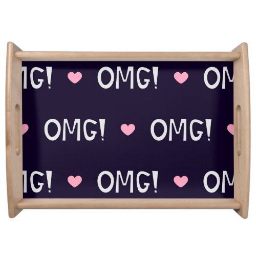 Hearts OMG text cute pattern Serving Tray