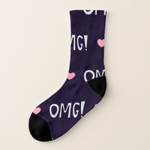 Hearts OMG text cute pattern Socks