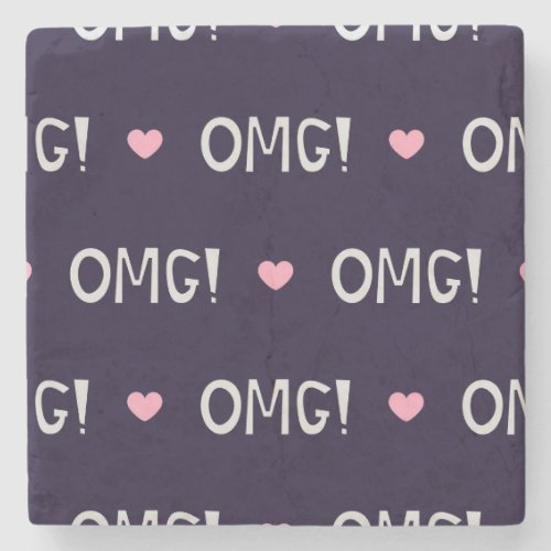 Hearts OMG text cute pattern Stone Coaster
