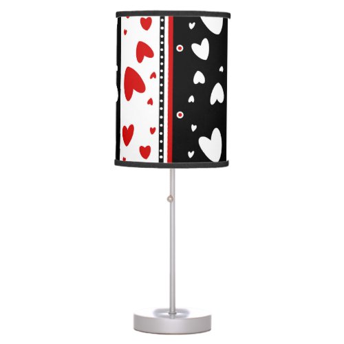  Hearts on a black and white background Table Lamp