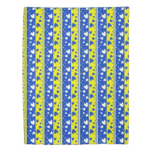 Hearts on a blue and yellow background