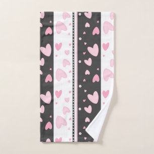Hearts on a gray and white background Hand Towel