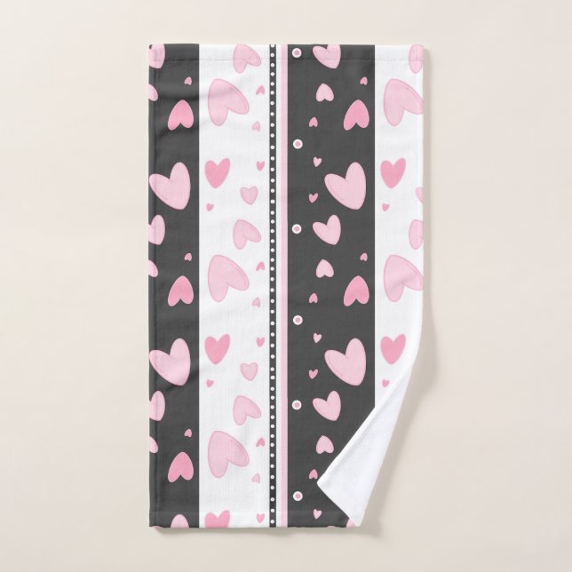  Hearts on a gray and white background Hand Towel (Hand Towel)