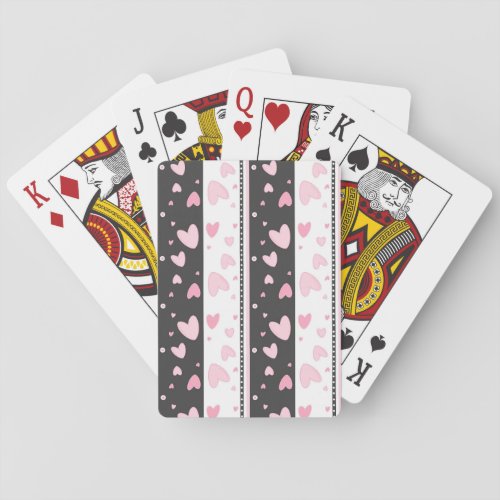  Hearts on a gray and white background Playing Cards