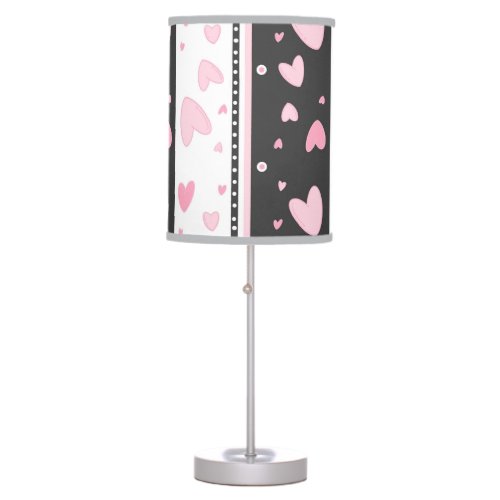  Hearts on a gray and white background Table Lamp