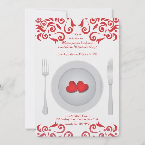 Hearts on a Plate Valentines Day Invitation