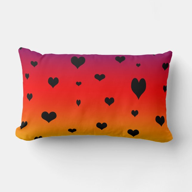 Hearts On A Rainbow Colour,  Lumbar Cushion. Pillow (Front)