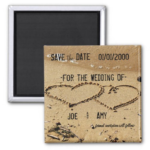 Hearts on Beach Save the  Date Magnet