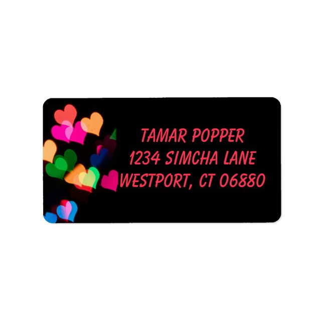Hearts on Black Address Labels (Front)