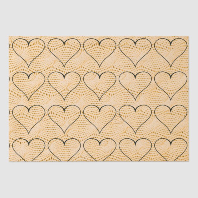 Hearts on Cable Knit Tissue Paper (Front)