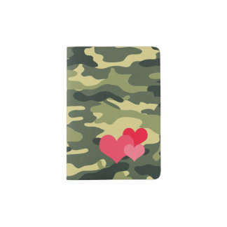 Hearts on Camouflage Passport Holder