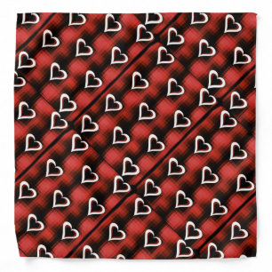Hearts On Checkerboard Bandana