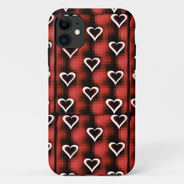 Hearts On Checkerboard Case-Mate iPhone Case (Back)