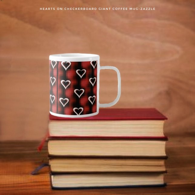Hearts On Checkerboard Giant Coffee Mug (Creator Uploaded)