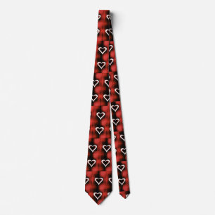 Hearts On Checkerboard Neck Tie