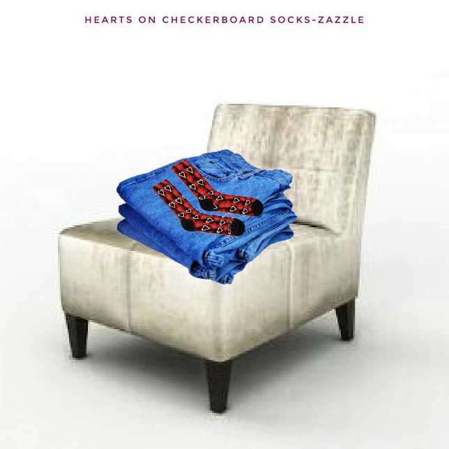 Hearts On Checkerboard Socks (Creator Uploaded)