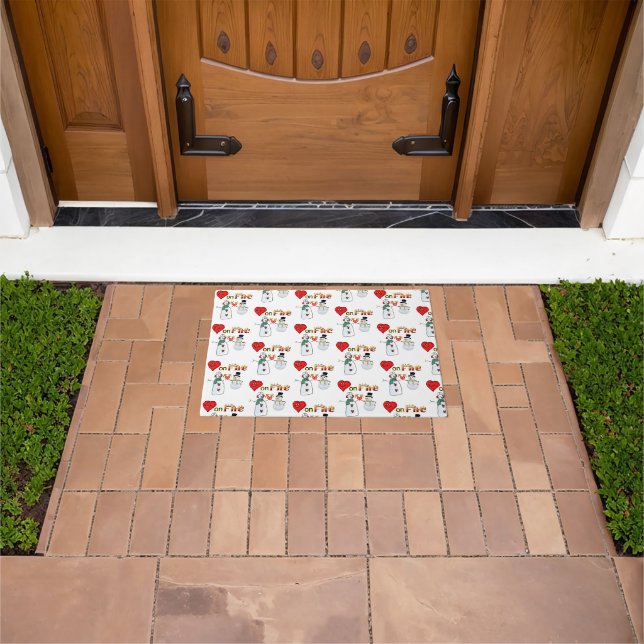 Hearts on Fire Snowman Door Mat (Outdoor)