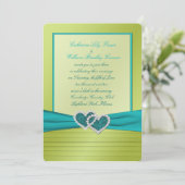 Hearts on Lime Pleats with Turquoise Invitation (Standing Front)