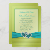 Hearts on Lime Pleats with Turquoise Invitation (Front/Back)