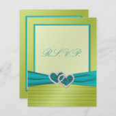 Hearts on Lime Pleats with Turquoise R.S.V.P. Card (Front/Back)