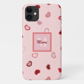 Hearts on Pastel Pink in Pink to Red Ombre Case-Ma Case-Mate iPhone Case