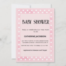 Hearts on Pink Baby Shower Invitation