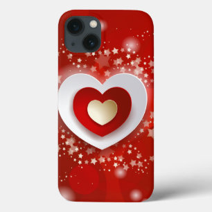 Hearts on red background iPhone 13 case