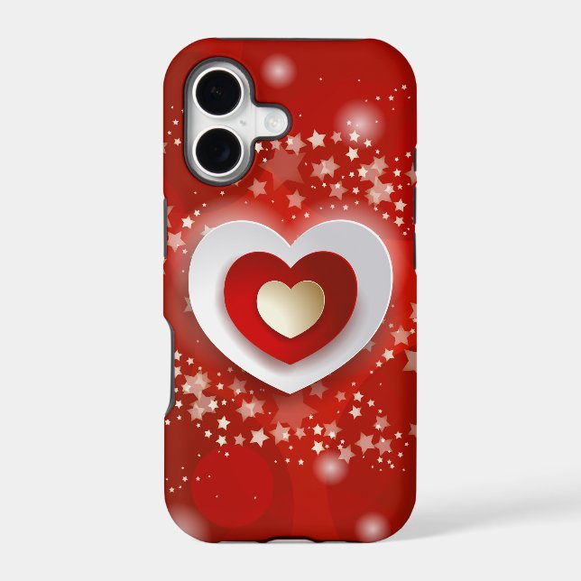 Hearts on red background iphone case (Back)