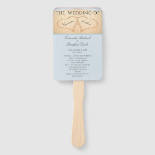 Hearts on the Beach Wedding ceremony program Hand Fan