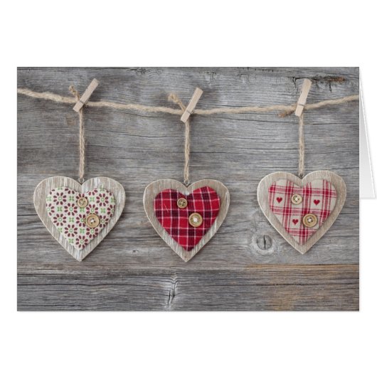 Hearts over a Wooden Table Cards (Front Horizontal)