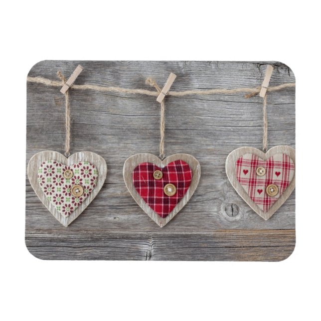 Hearts over a Wooden Table Magnet (Horizontal)