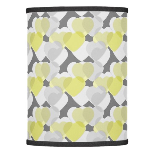 Hearts Overlay Yellow and Gray Pattern Lamp Shade