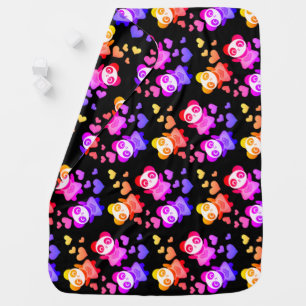 Hearts Panda Love Cute Sweet Cuddle Baby Blanket