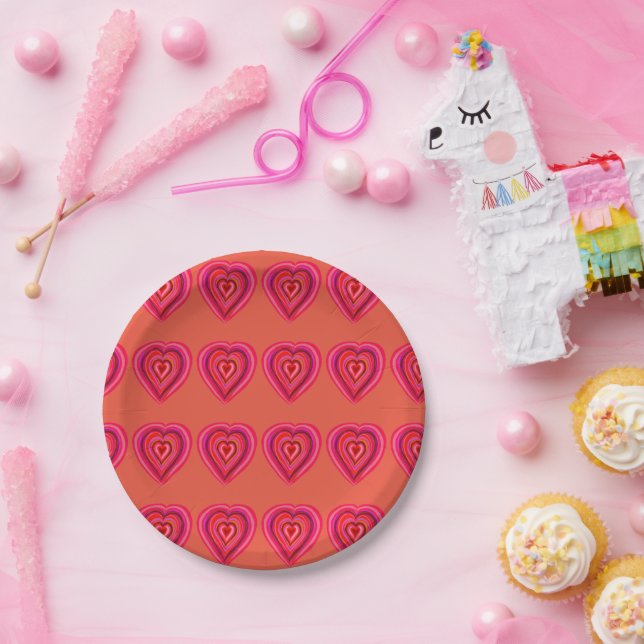 Hearts Paper Coaster Plates (Party)