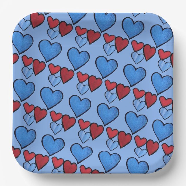 Hearts                                             paper plates (Front)