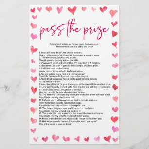 Hearts Pass The Prize Bridal Shower Game  Stationery